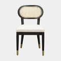 Cosette Black Dining Chair in Cream Performance Linen