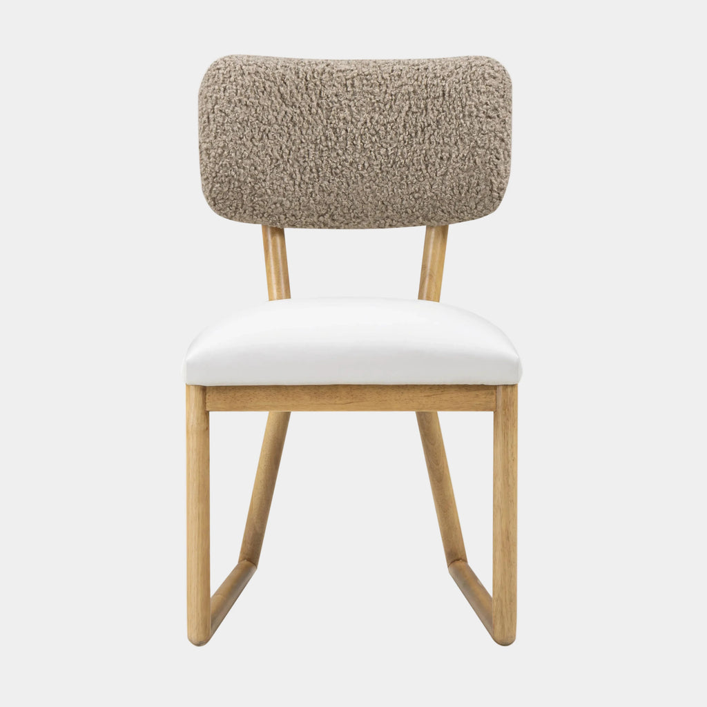Bobbie Cream Performance Vegan Leather and Grey Vegan Shearling Dining Chair