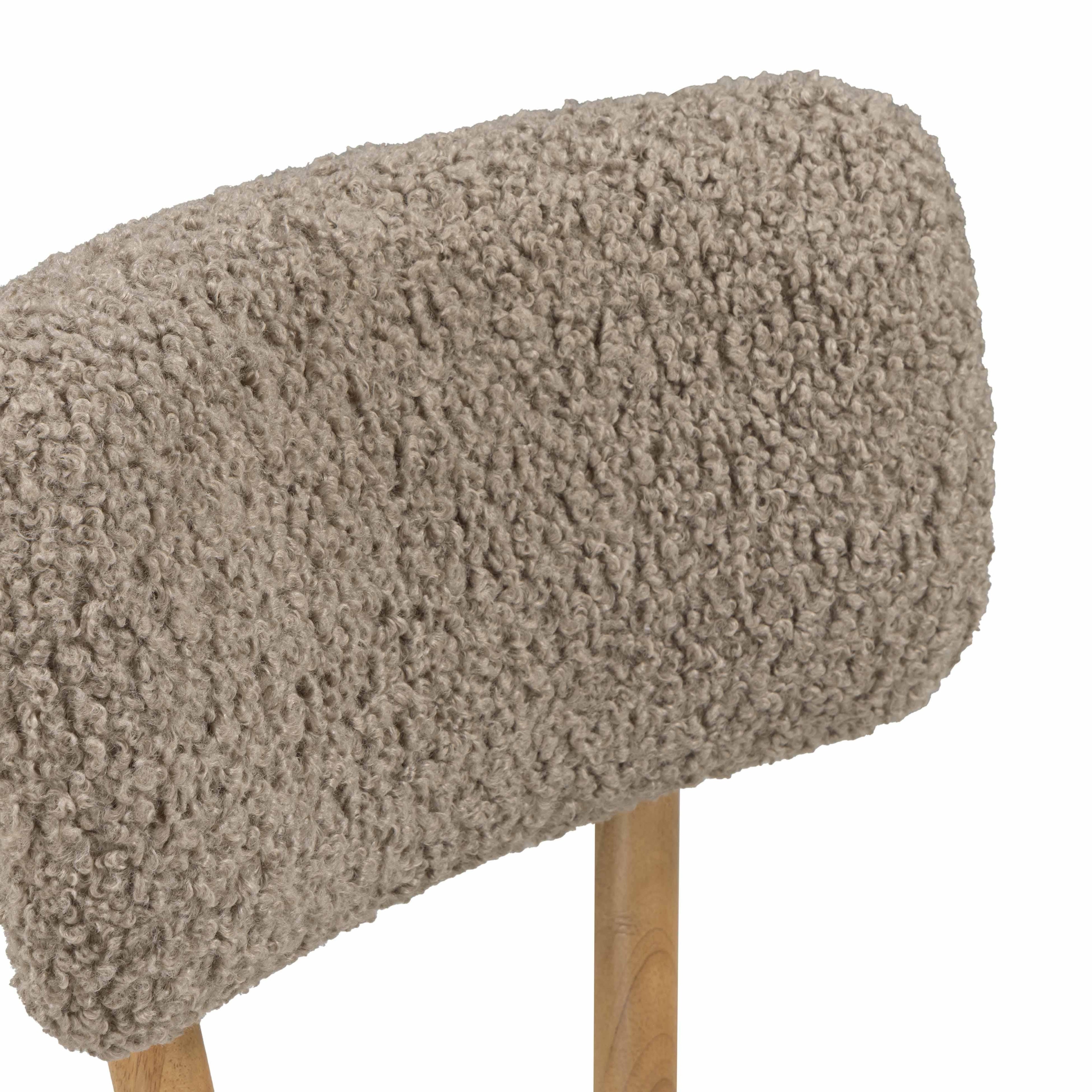 Bobbie Cream Performance Vegan Leather and Grey Vegan Shearling Dining Chair