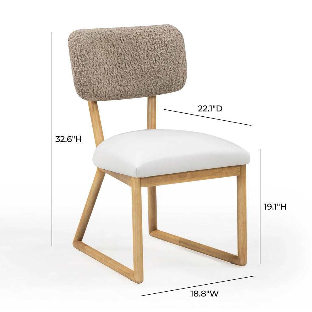 Bobbie Cream Performance Vegan Leather and Grey Vegan Shearling Dining Chair