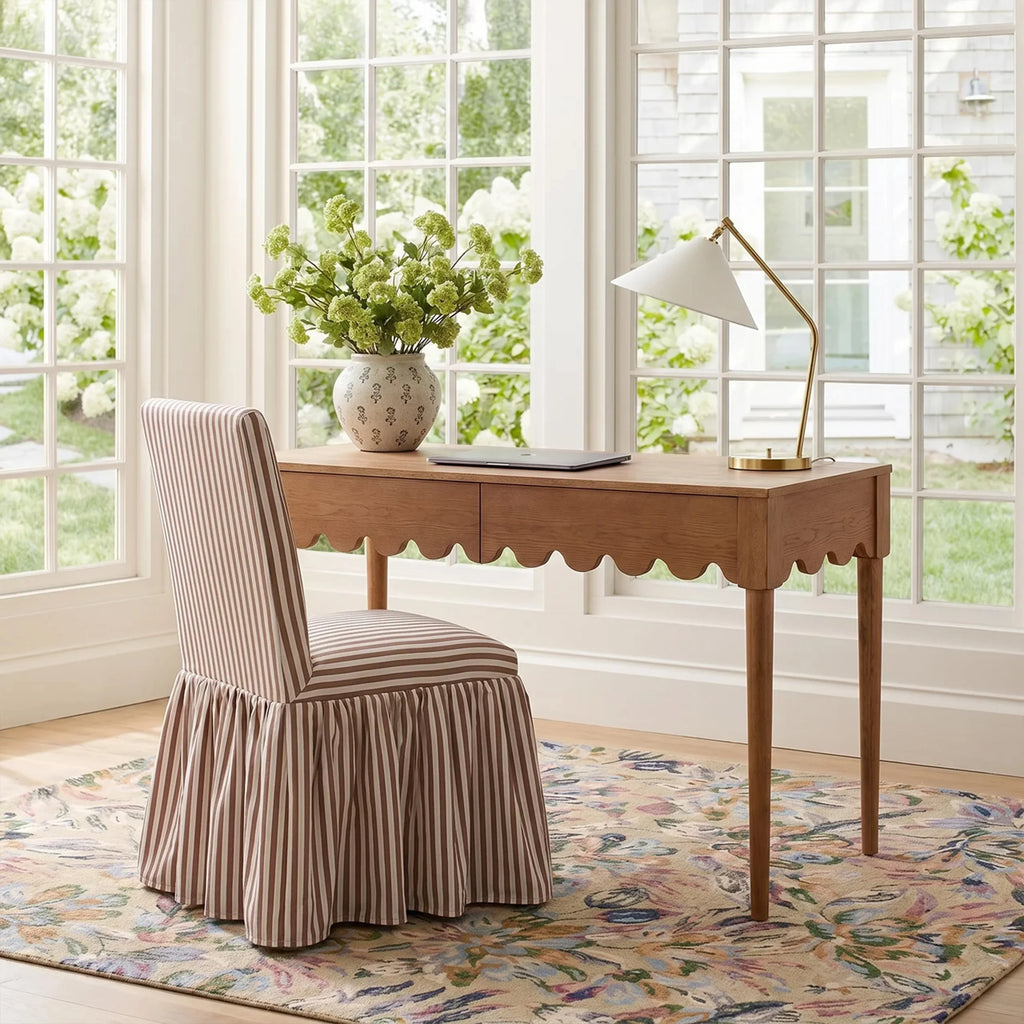 Gertrude Striped Performance Linen Skirted Dining Chair