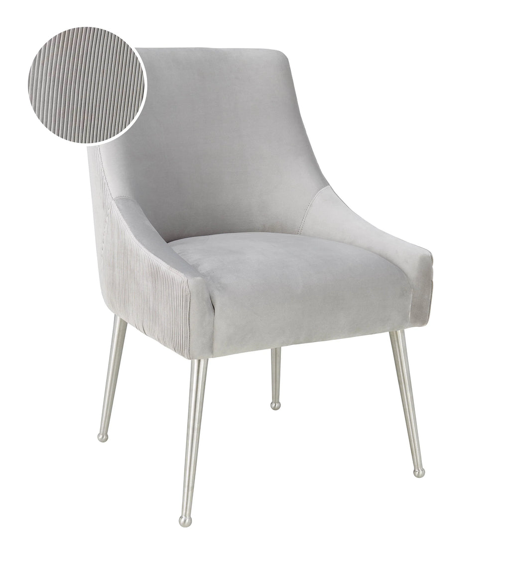 Beatrix Grey Performance Velvet Dining Chair - Silver Legs
