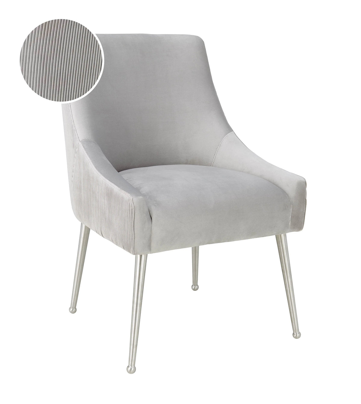 Beatrix Grey Performance Velvet Dining Chair - Silver Legs