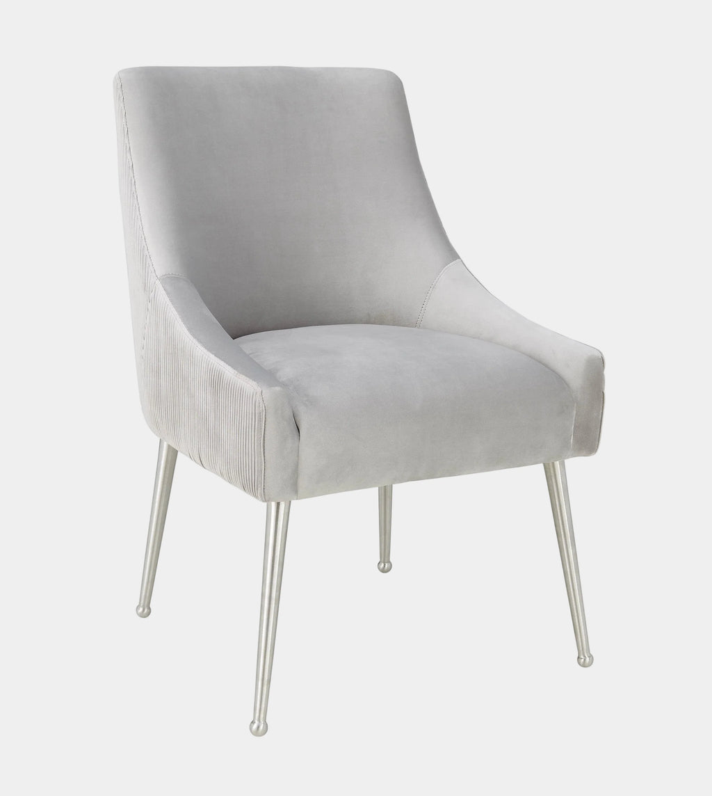 Beatrix Grey Performance Velvet Dining Chair - Silver Legs