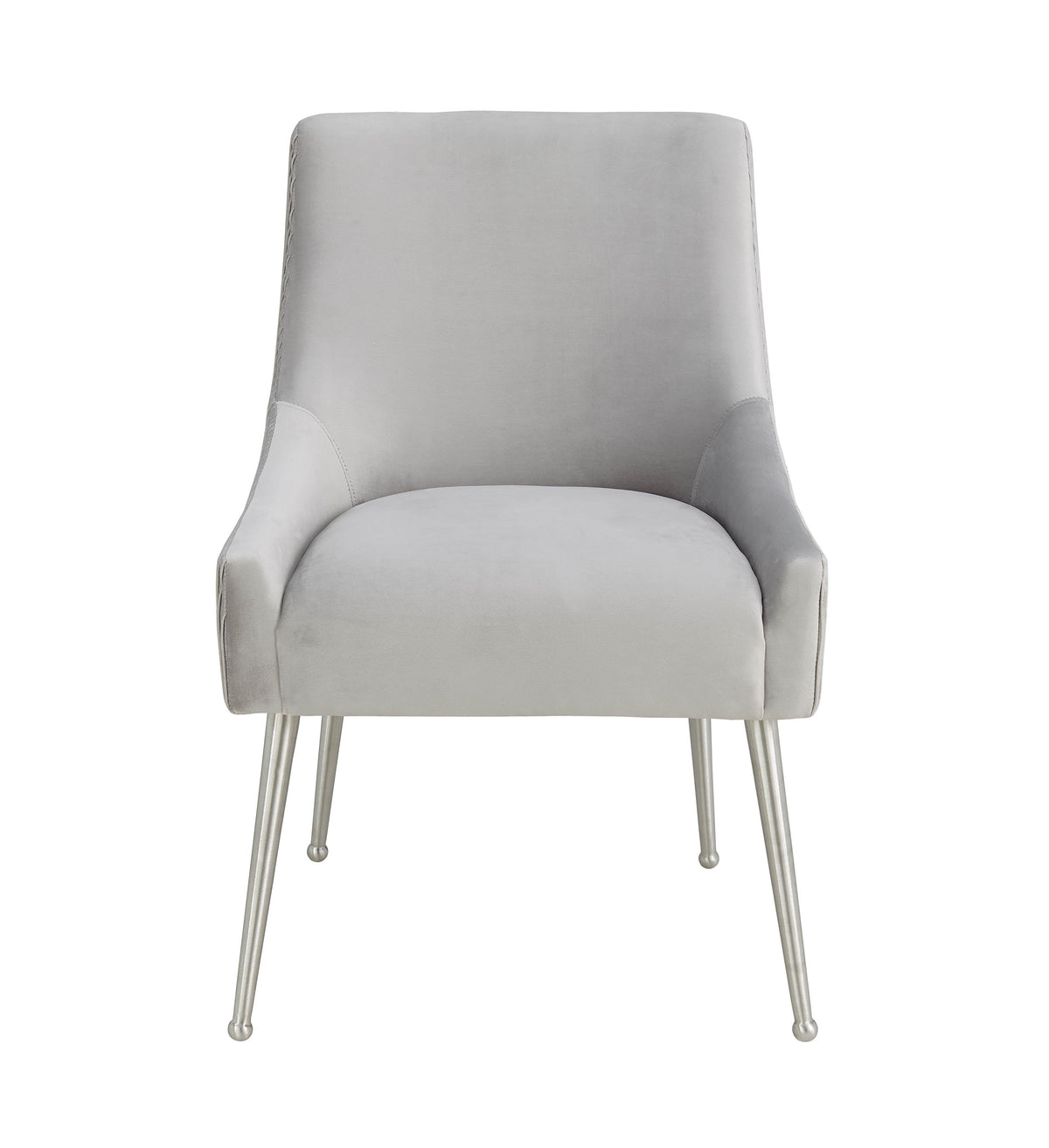 Beatrix Grey Performance Velvet Dining Chair - Silver Legs