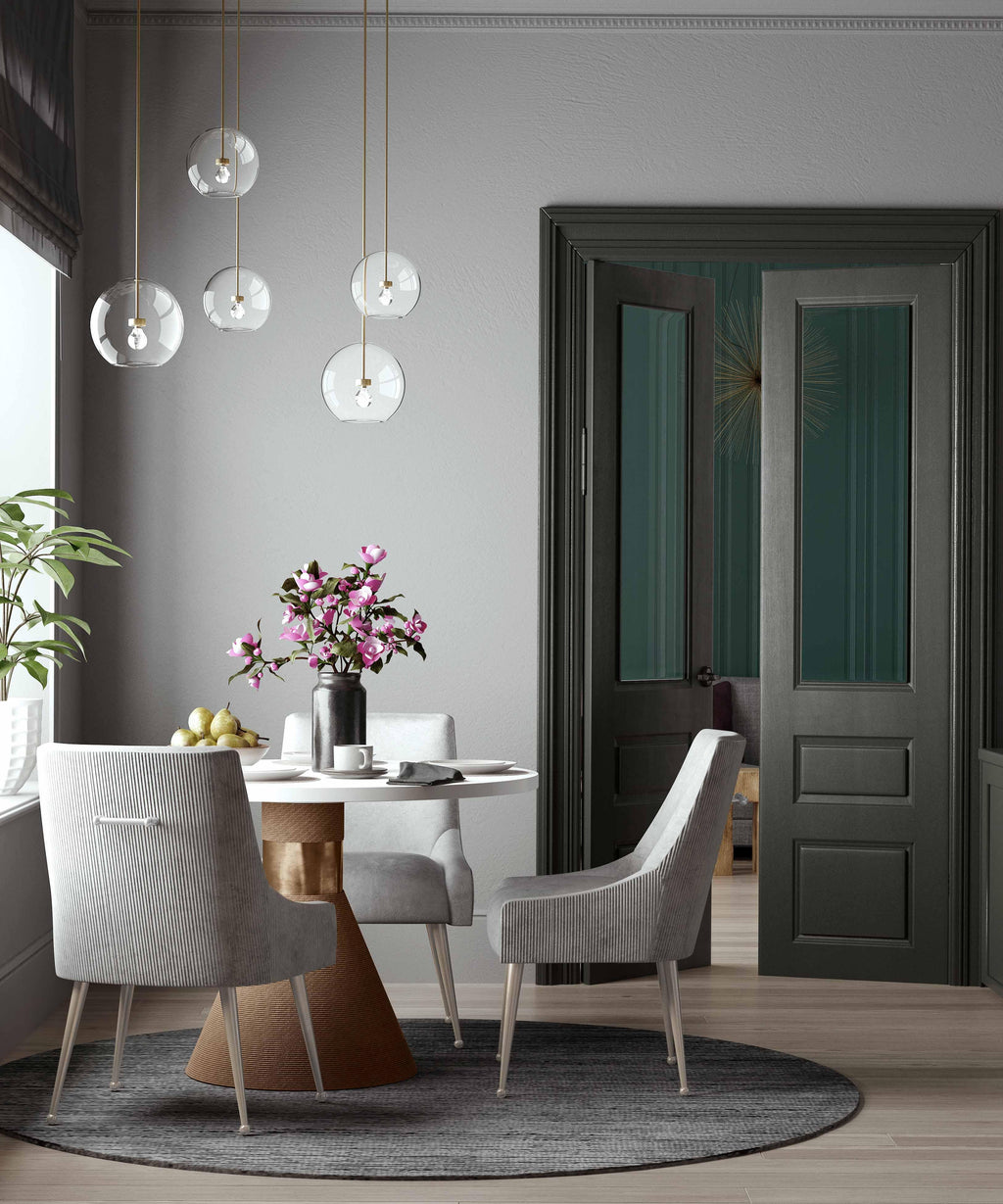 Beatrix Grey Performance Velvet Dining Chair - Silver Legs