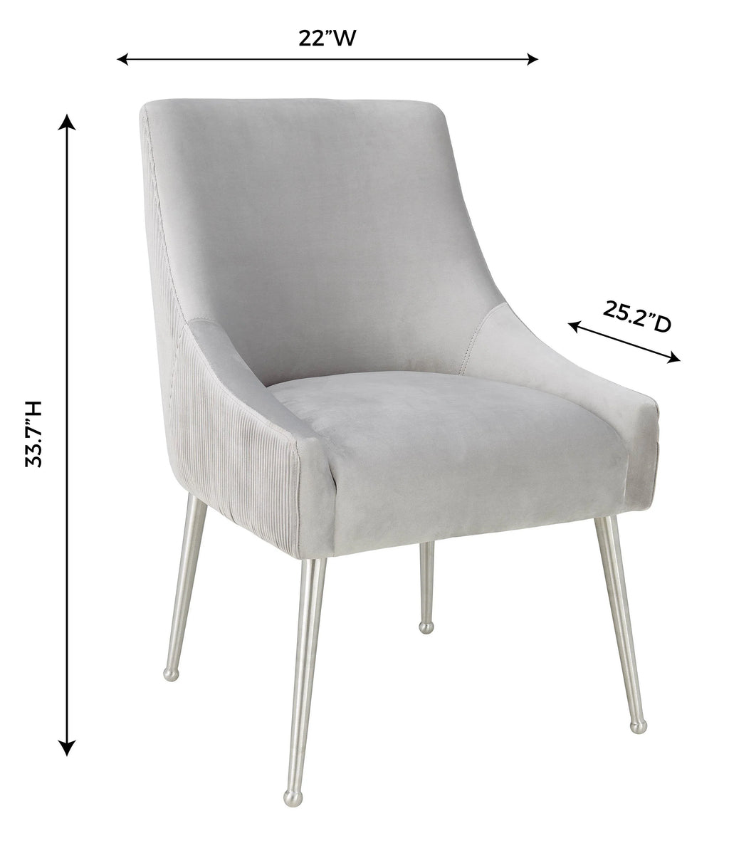 Beatrix Grey Performance Velvet Dining Chair - Silver Legs