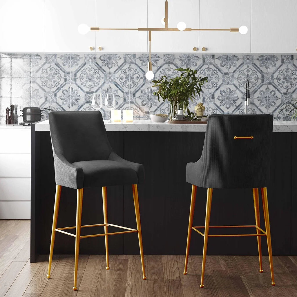 Beatrix Pleated Performance Velvet Stool