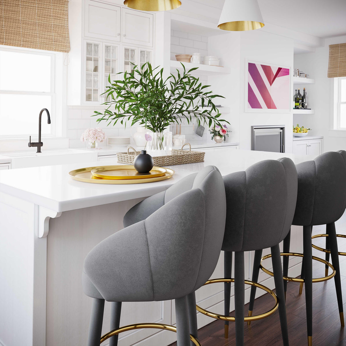 Myla Performance Velvet Swivel Stool