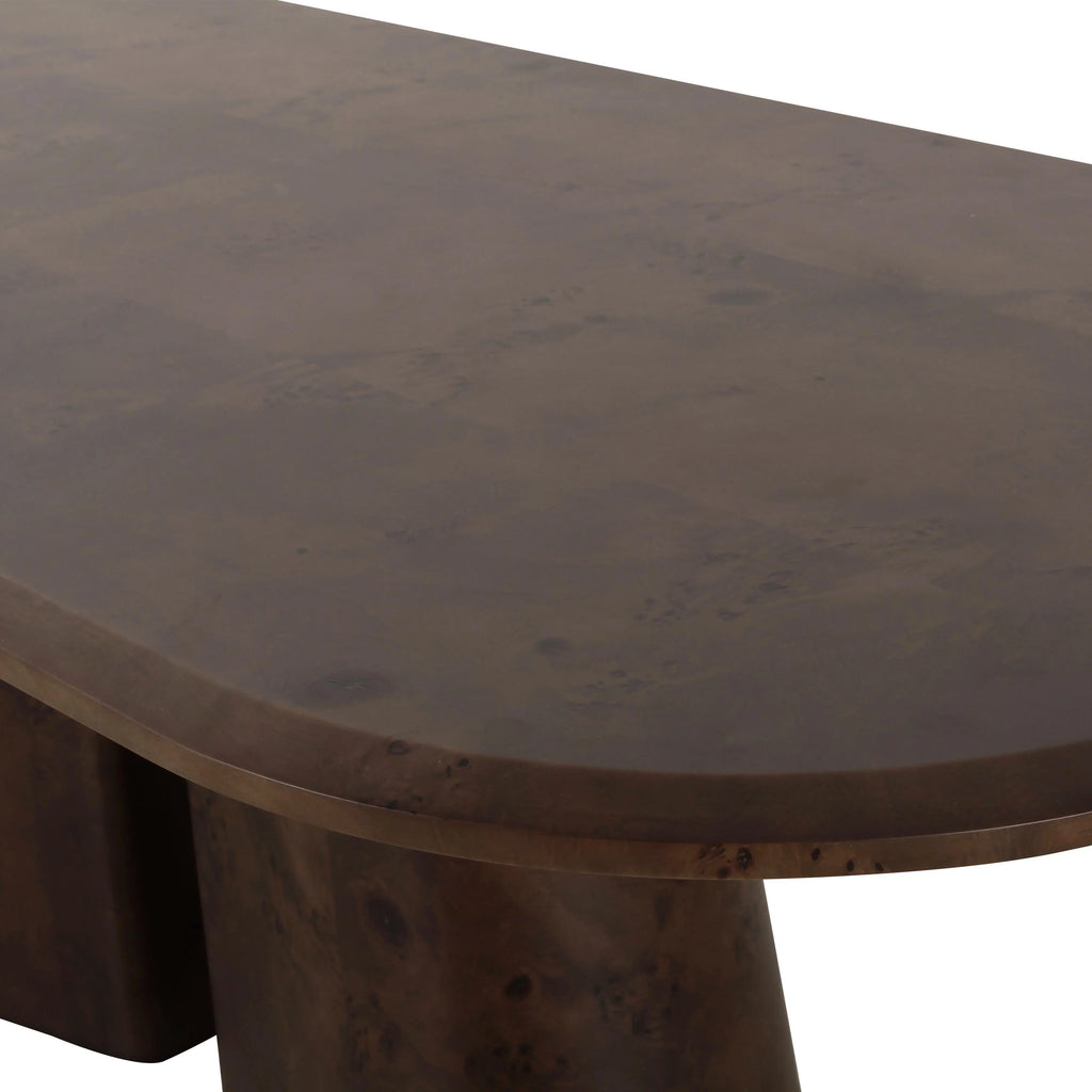 Gladyss 87" Burl Oval Dining Table