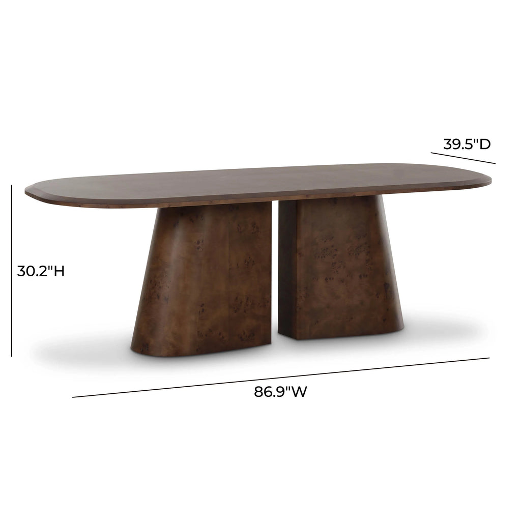 Gladyss 87" Burl Oval Dining Table