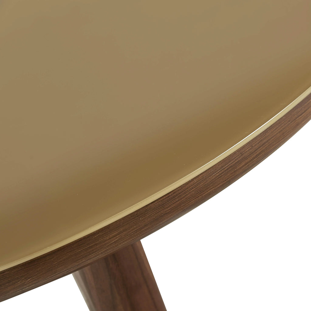 Oani 51" Walnut and Glass Round Dining Table