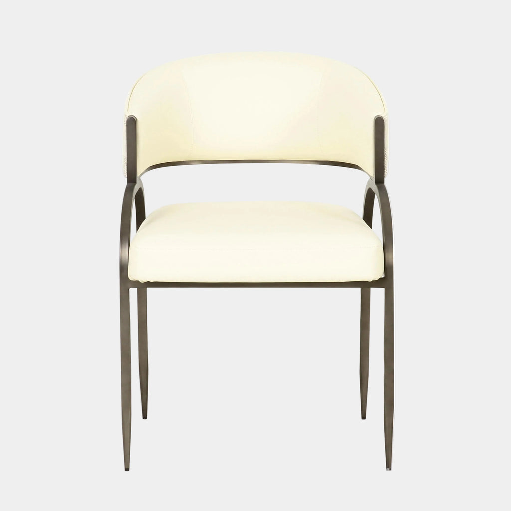 Tatum Cream 2-Tone Performance Vegan Leather and Jacquard Dining Chair