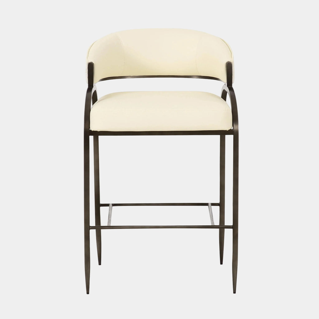 Tatum Cream 2-Tone Performance Vegan Leather and Jacquard Counter Stool