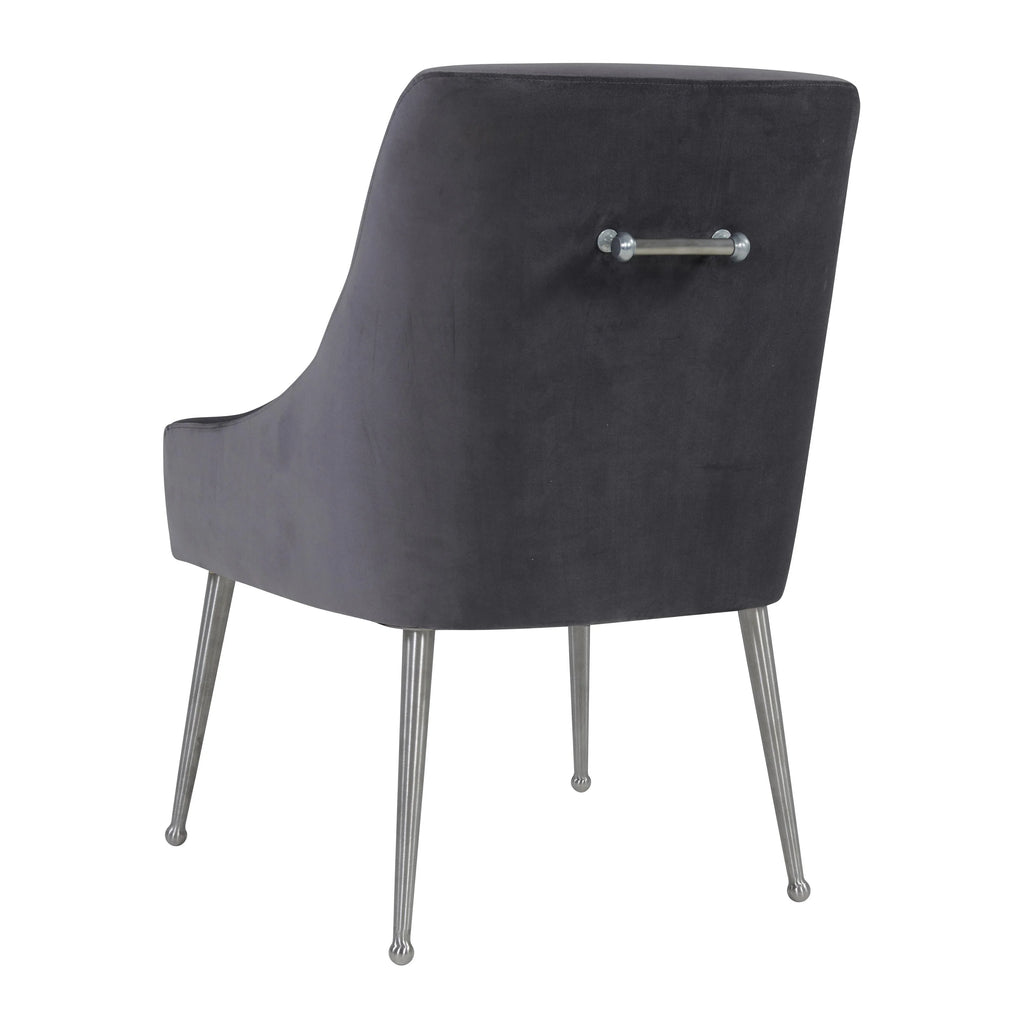 Beatrix Grey Performance Velvet Dining Chair - Silver Legs