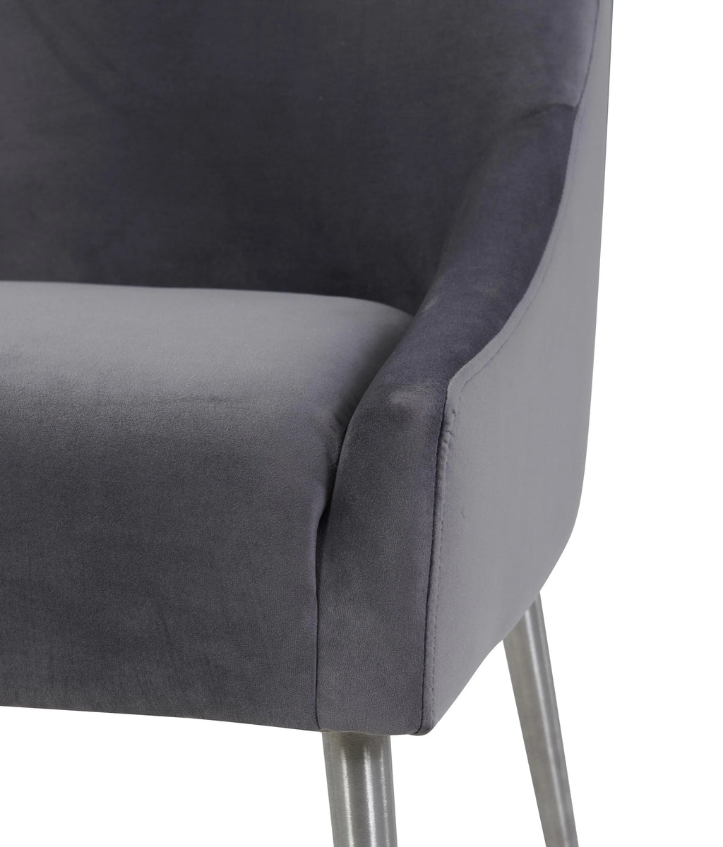 Beatrix Grey Performance Velvet Dining Chair - Silver Legs