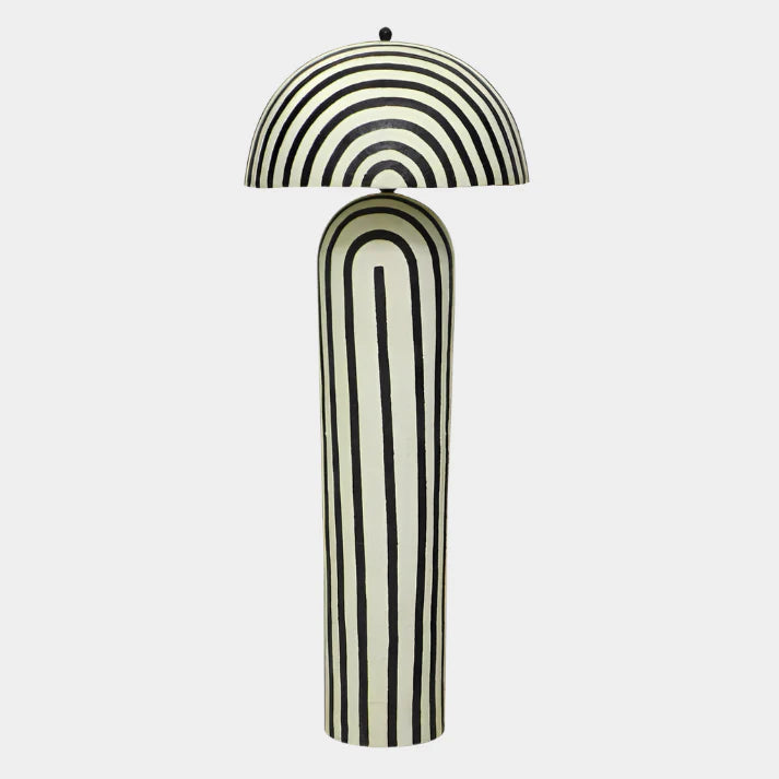 Maiori Black Striped Papier Mache Floor Lamp