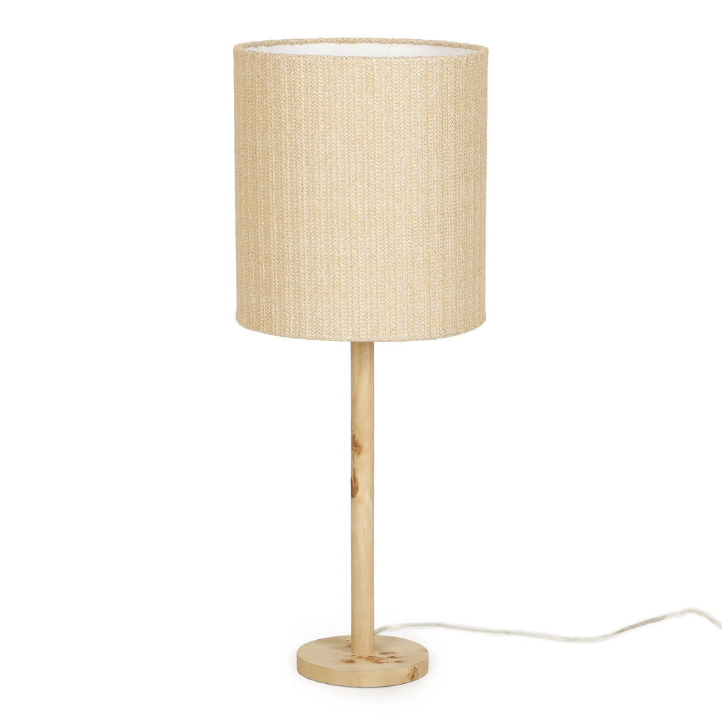 Lamia Natural Burl and Raffia Contract-Grade Table Lamp