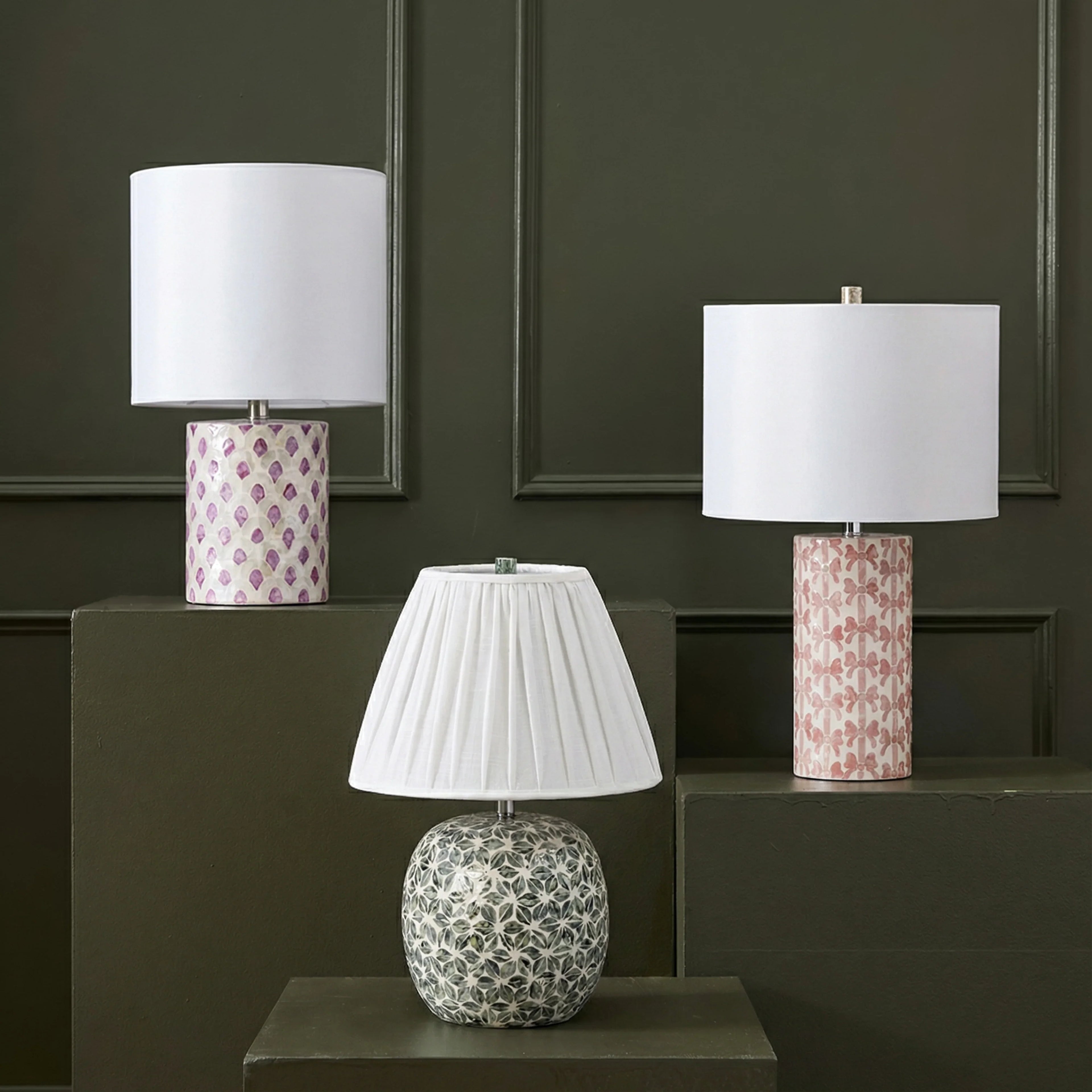 Lassy Pink Ribbon Capiz Shell Table Lamp