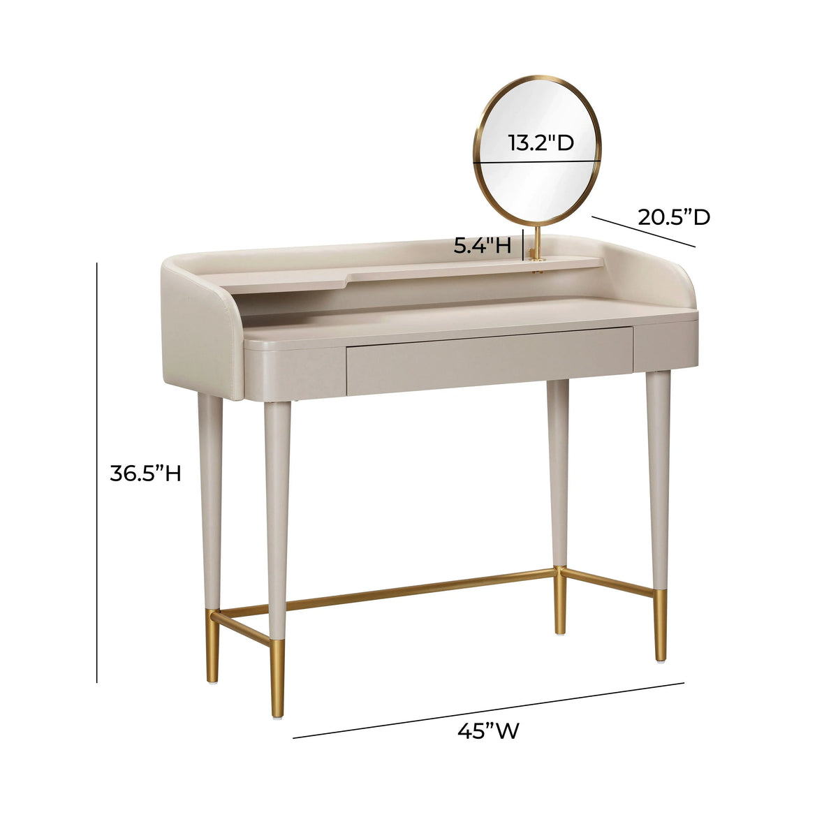 Penelope 45" Vegan Leather Wrapped Vanity Desk With Drawer