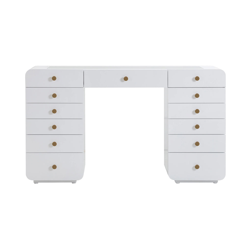 Hollywood 56" White Desk with Vanity Mirror