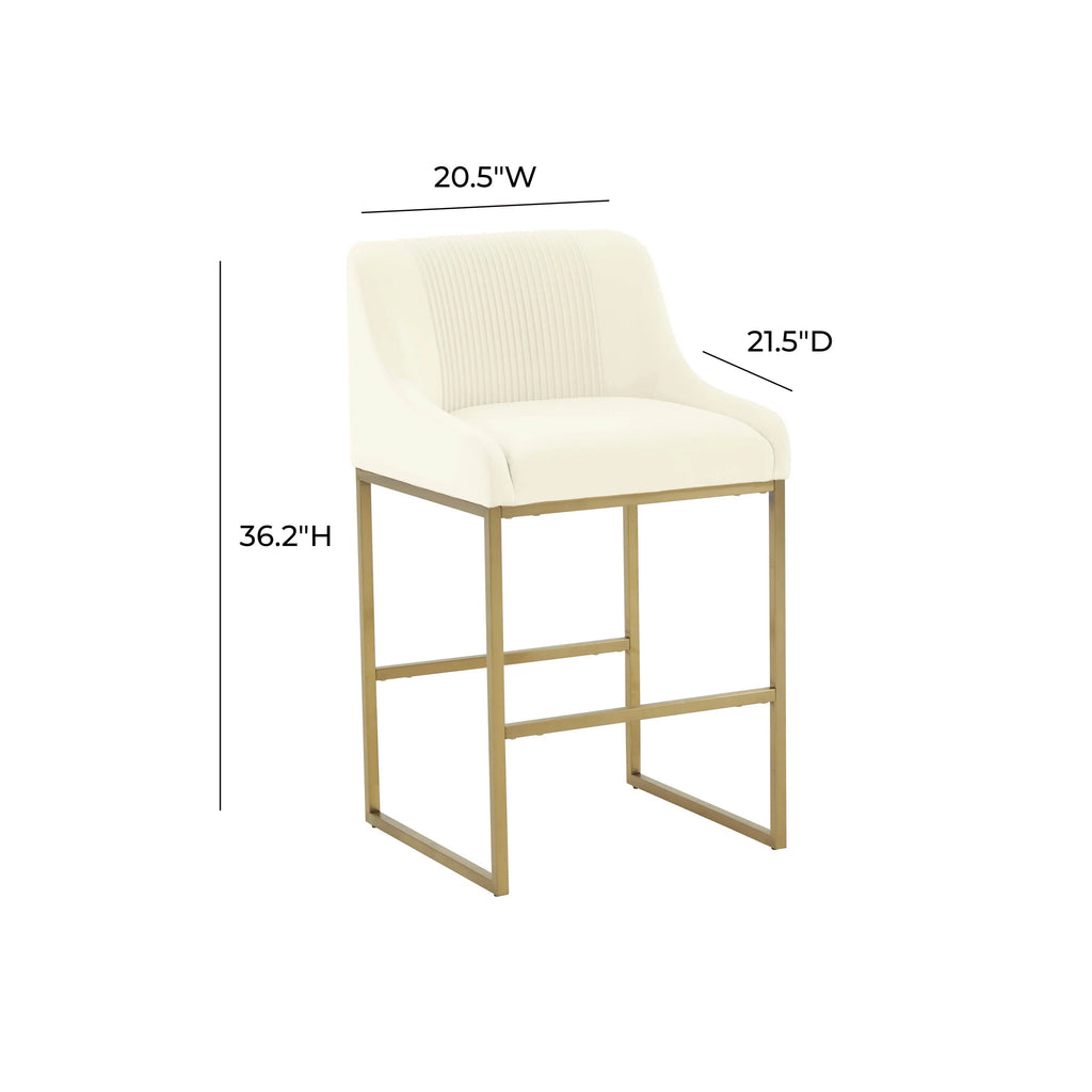 Lisa Pleated Performance Velvet Counter Stool