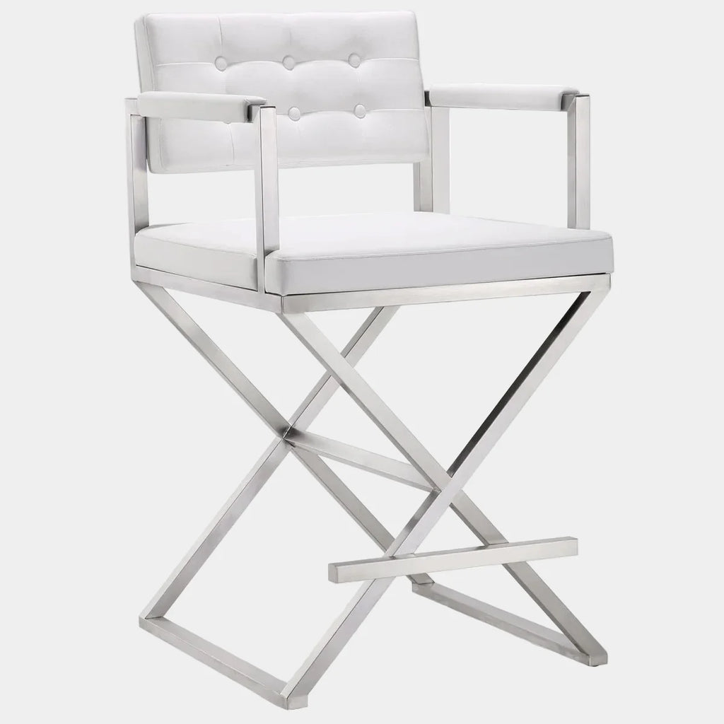 Director Performance Vegan Leather Stool with Silver Base