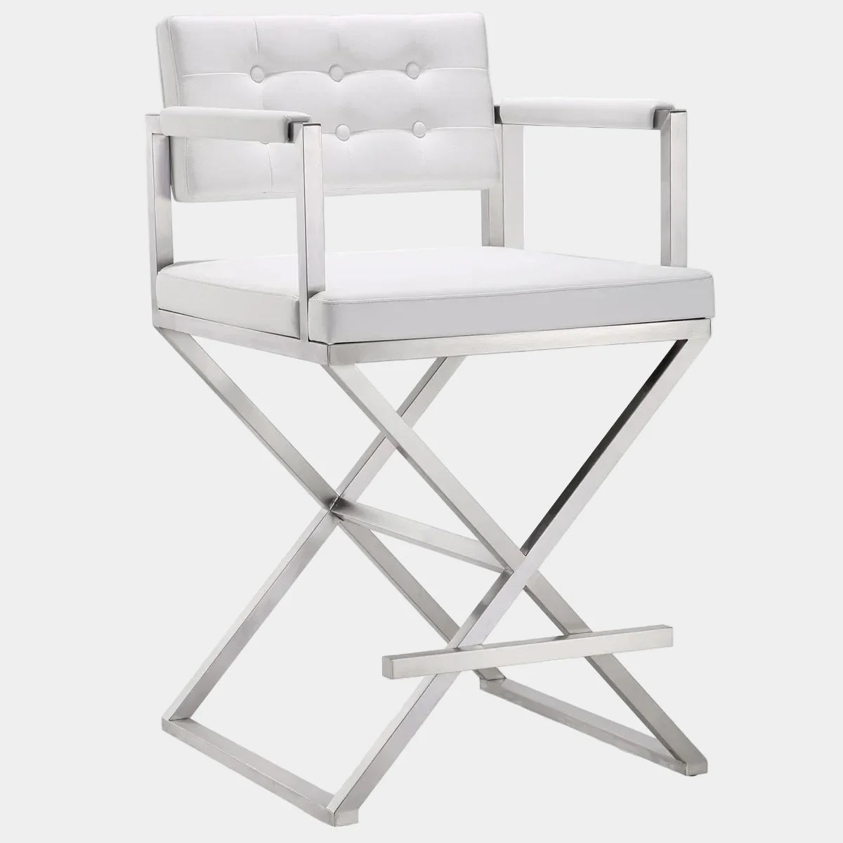 Director Performance Vegan Leather Stool with Silver Base