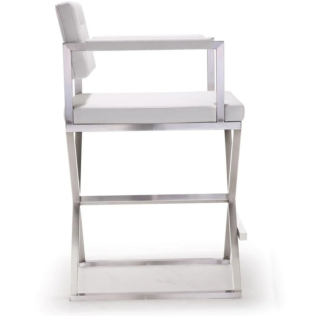 Director Performance Vegan Leather Stool with Silver Base