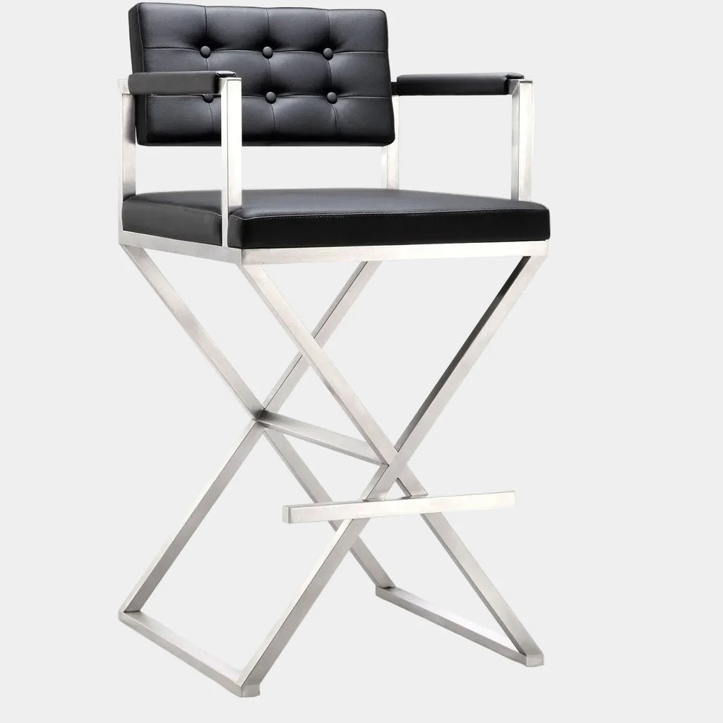 Director Performance Vegan Leather Stool with Silver Base
