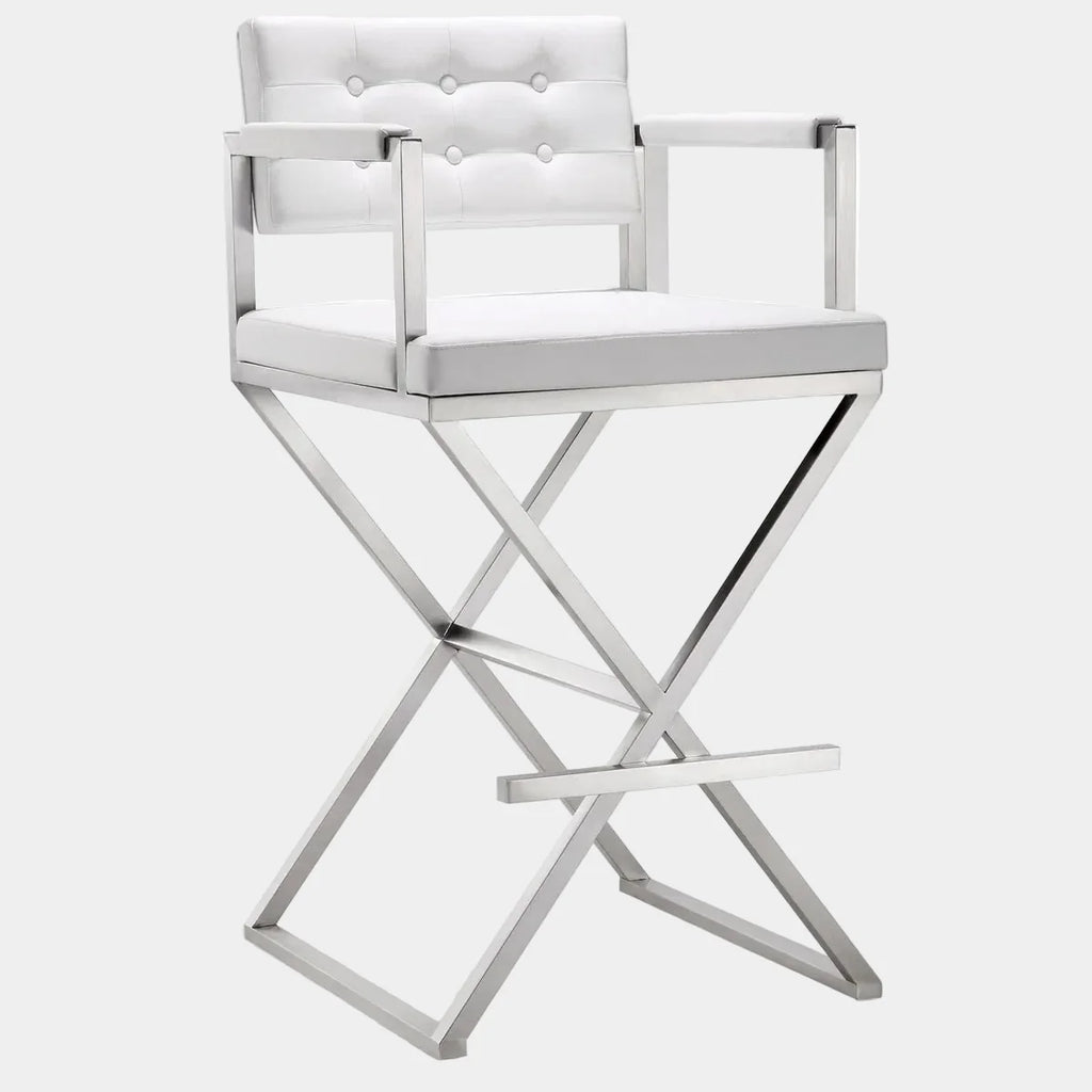 Director Performance Vegan Leather Stool with Silver Base