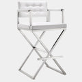 Director Performance Vegan Leather Stool with Silver Base
