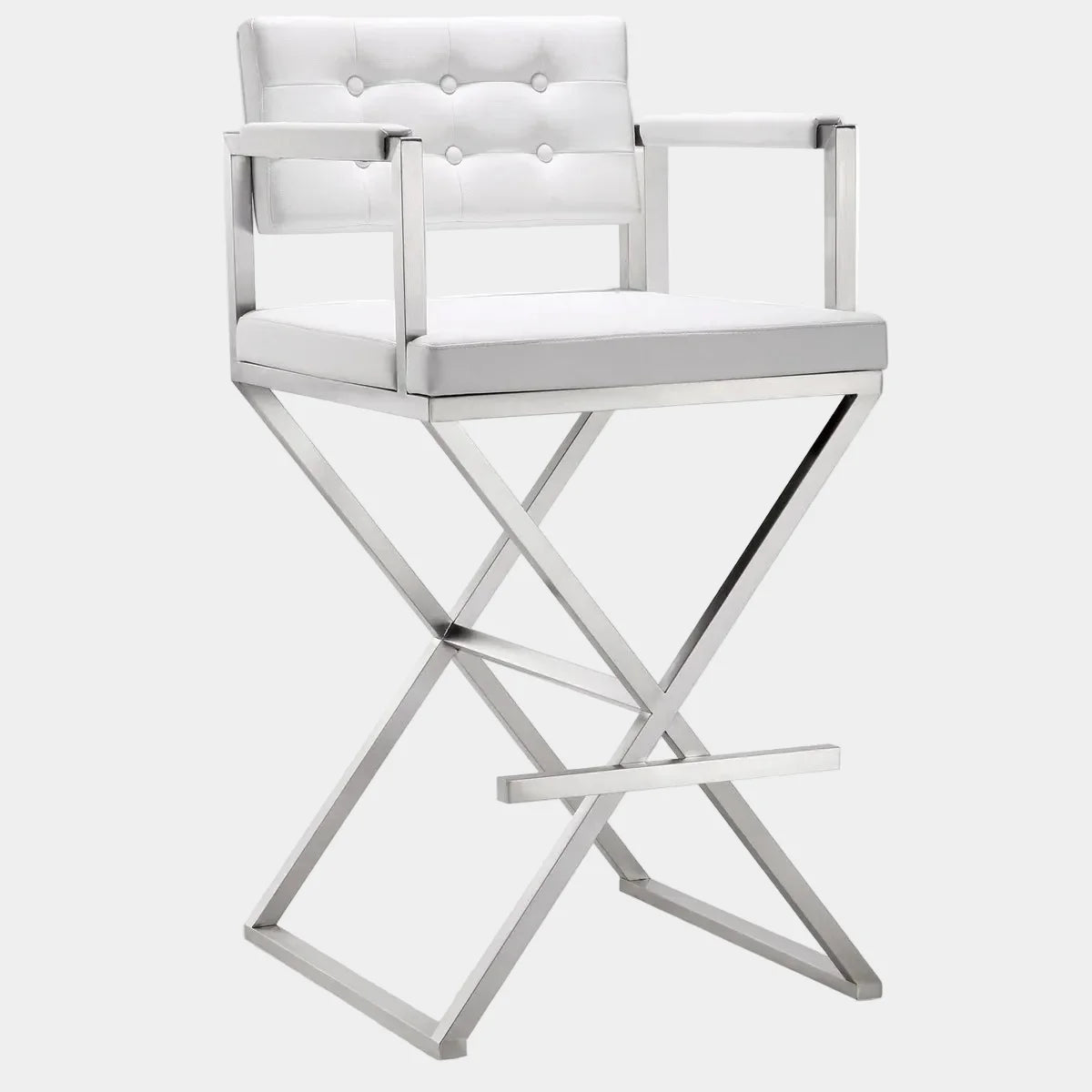 Director Performance Vegan Leather Stool with Silver Base