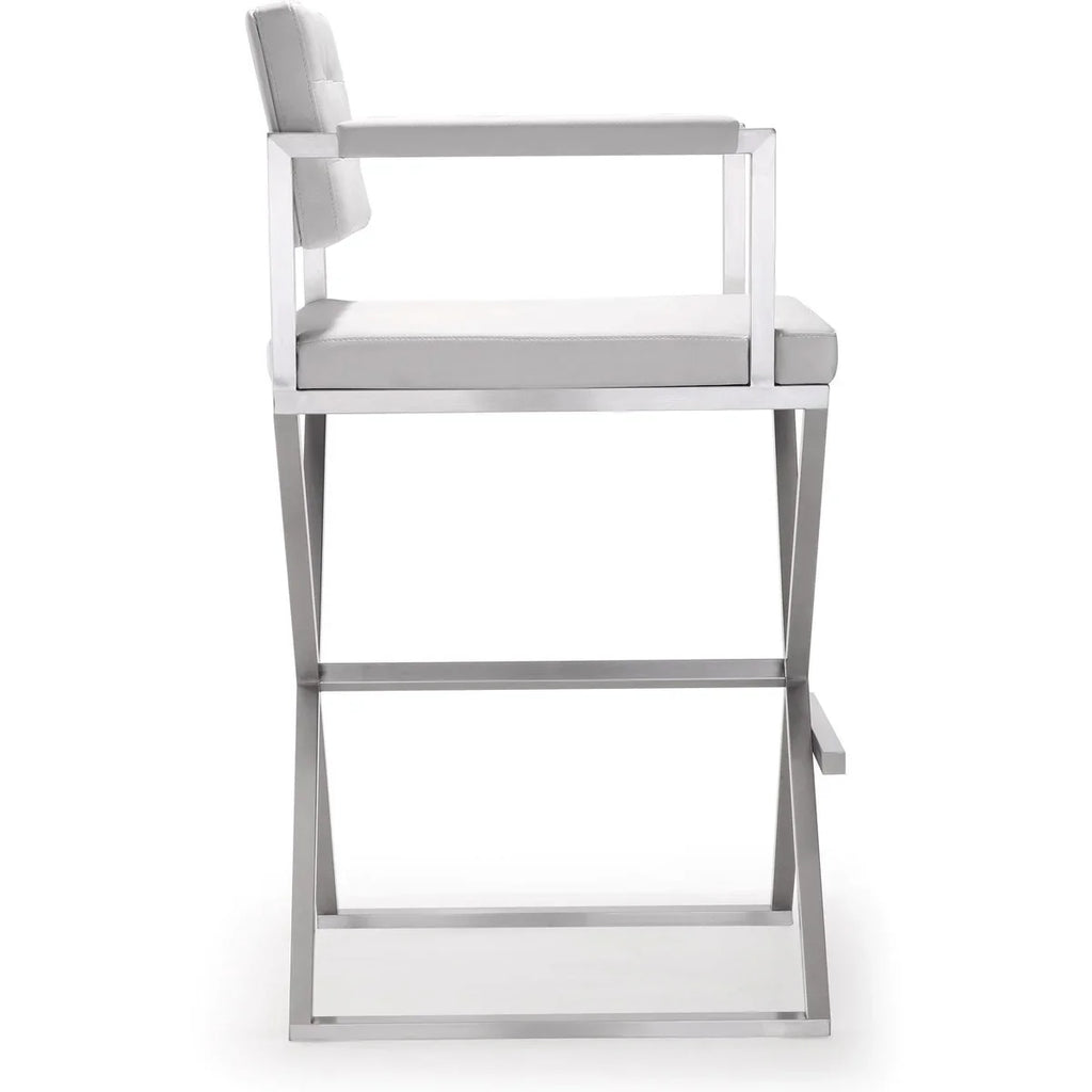 Director Performance Vegan Leather Stool with Silver Base