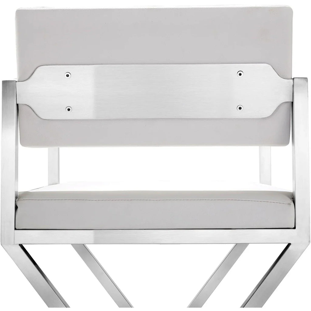 Director Performance Vegan Leather Stool with Silver Base