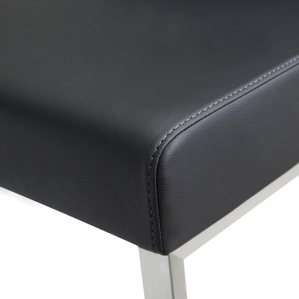 Denmark Performance Vegan Leather Stool with Silver Base - Set of 2