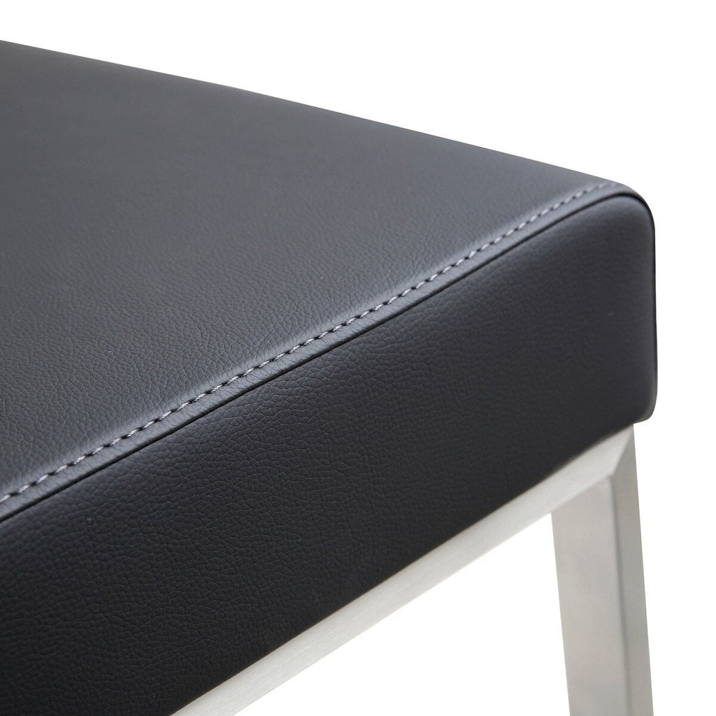 Denmark Performance Vegan Leather Stool with Silver Base - Set of 2