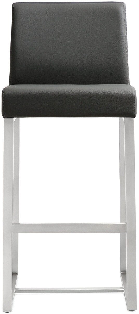 Denmark Performance Vegan Leather Stool with Silver Base - Set of 2