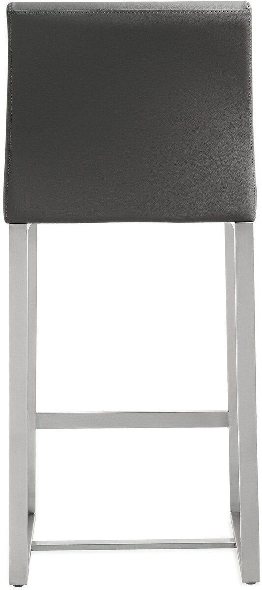 Denmark Performance Vegan Leather Stool with Silver Base - Set of 2