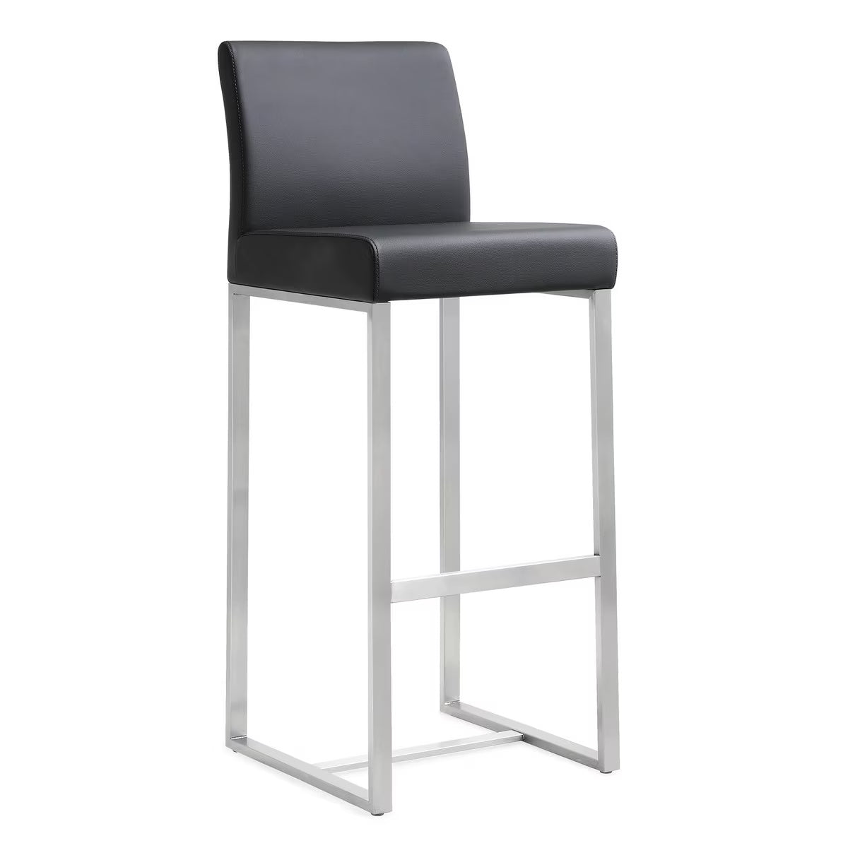 Denmark Performance Vegan Leather Stool with Silver Base - Set of 2