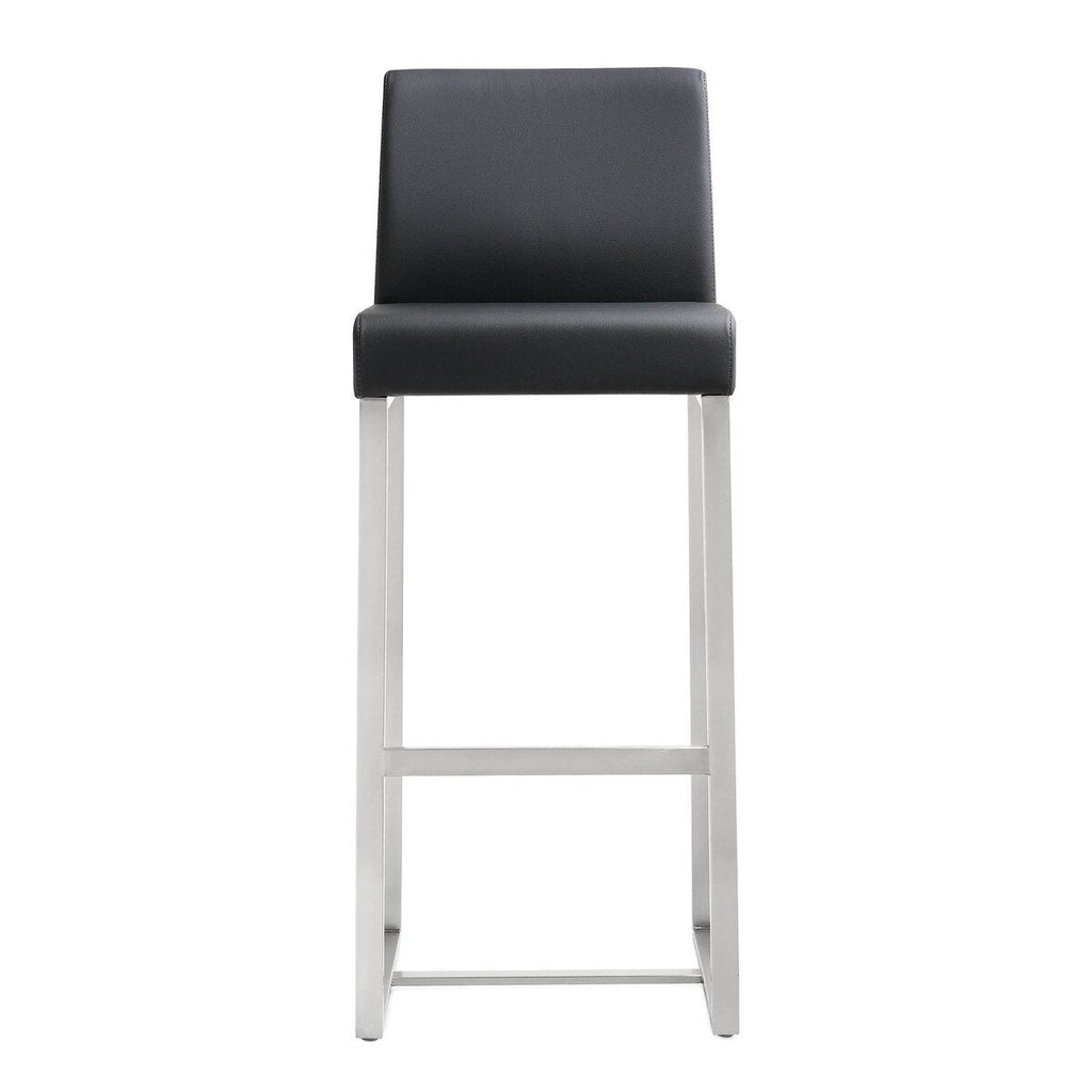 Denmark Performance Vegan Leather Stool with Silver Base - Set of 2
