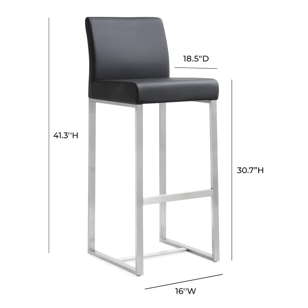 Denmark Performance Vegan Leather Stool with Silver Base - Set of 2
