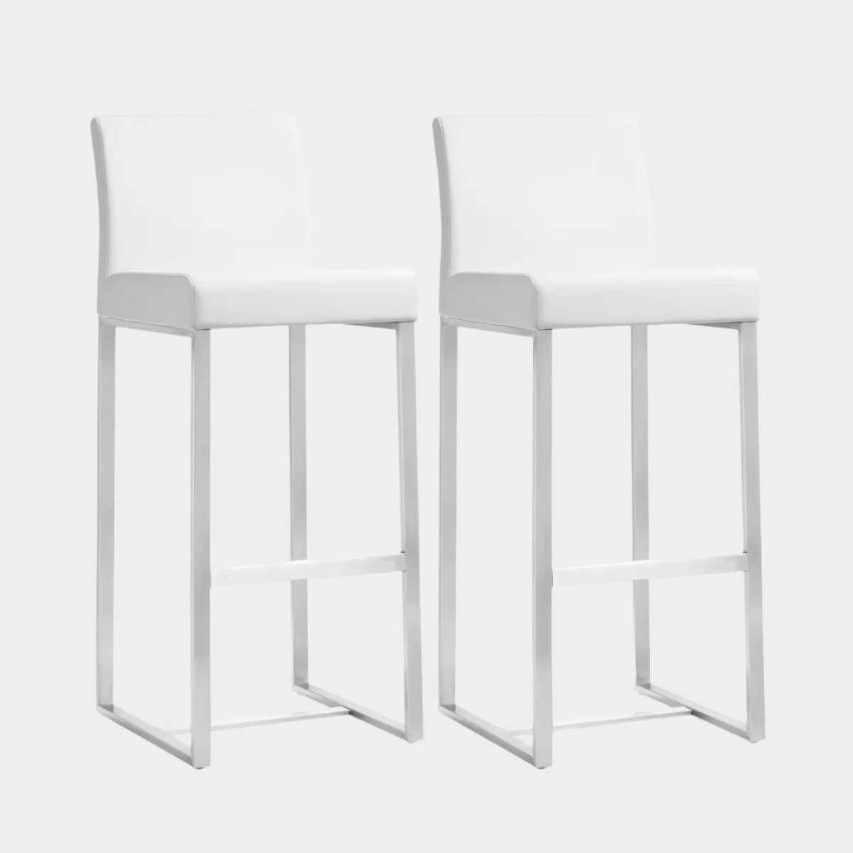 Denmark Performance Vegan Leather Stool with Silver Base - Set of 2