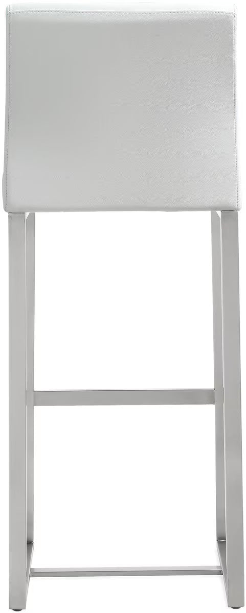 Denmark Performance Vegan Leather Stool with Silver Base - Set of 2