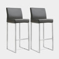 Denmark Performance Vegan Leather Stool with Silver Base - Set of 2