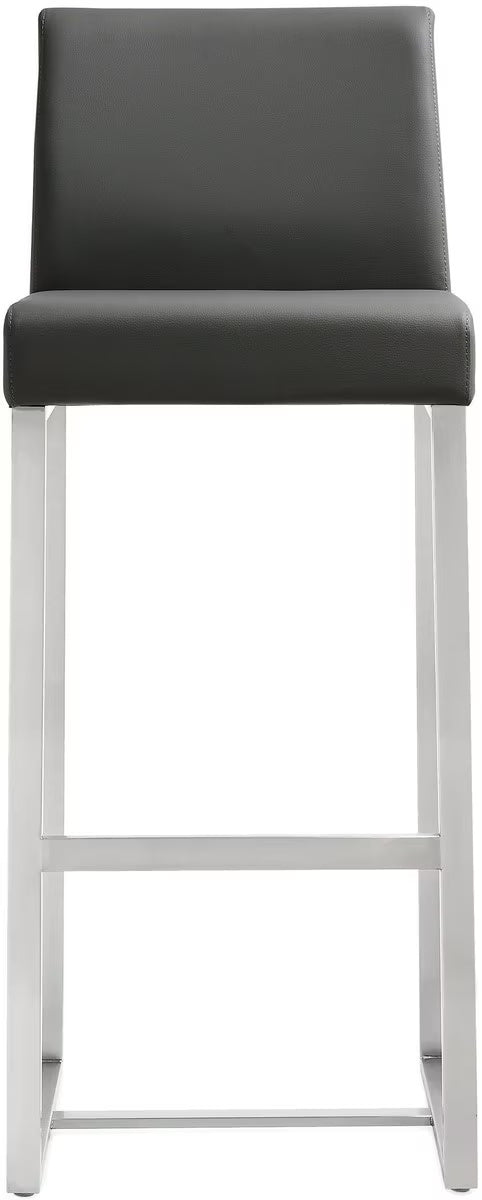 Denmark Performance Vegan Leather Stool with Silver Base - Set of 2