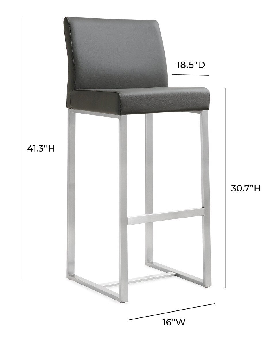 Denmark Performance Vegan Leather Stool with Silver Base - Set of 2