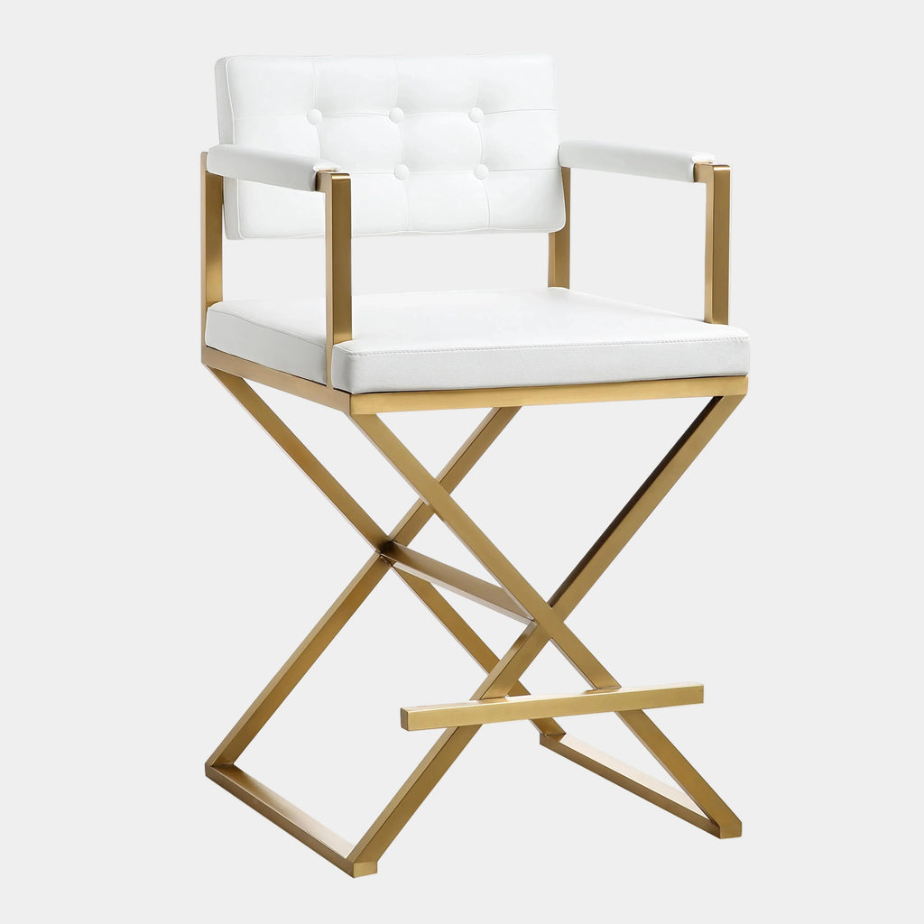Director Performance Vegan Leather Stool with Gold Base
