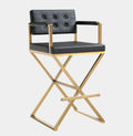 Director Performance Vegan Leather Stool with Gold Base