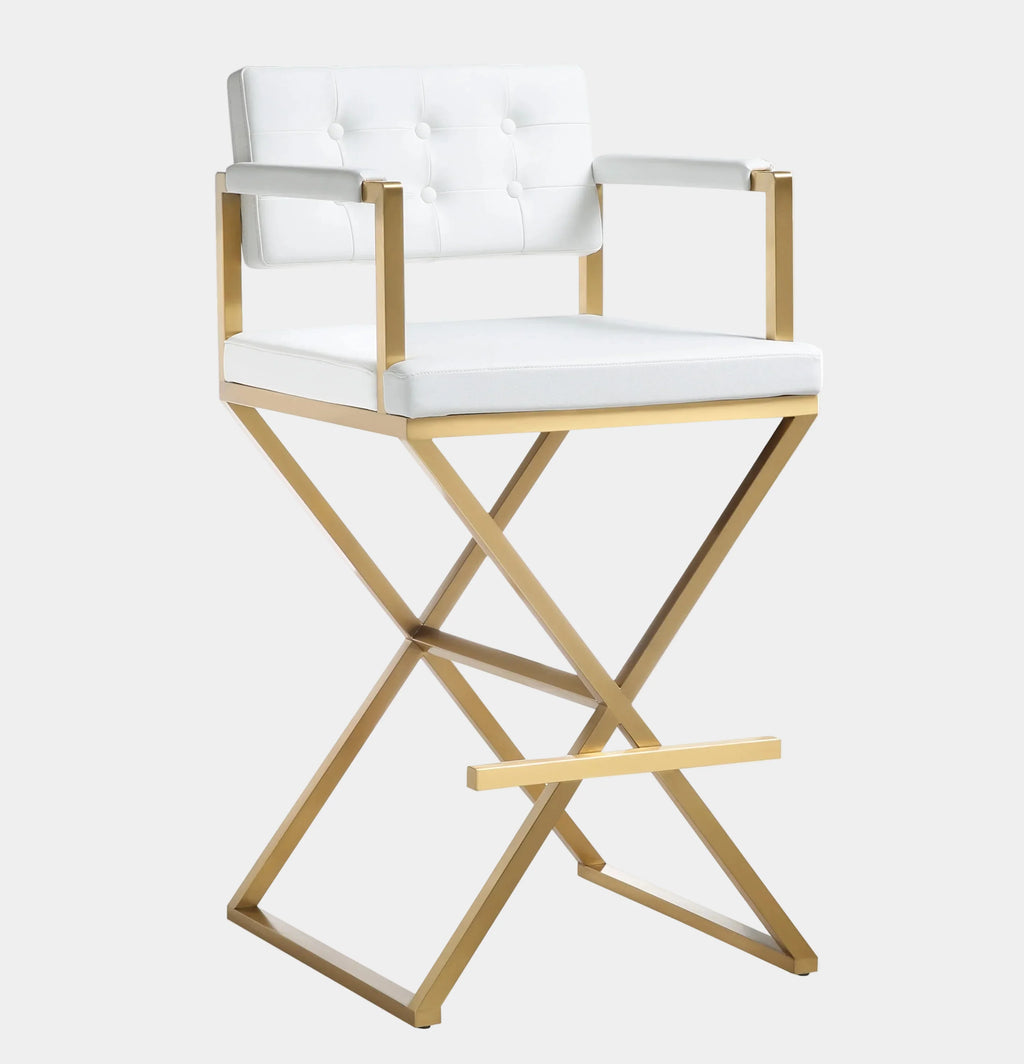 Director Performance Vegan Leather Stool with Gold Base